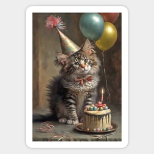 Maine Coon Cat Birthday Card Sticker